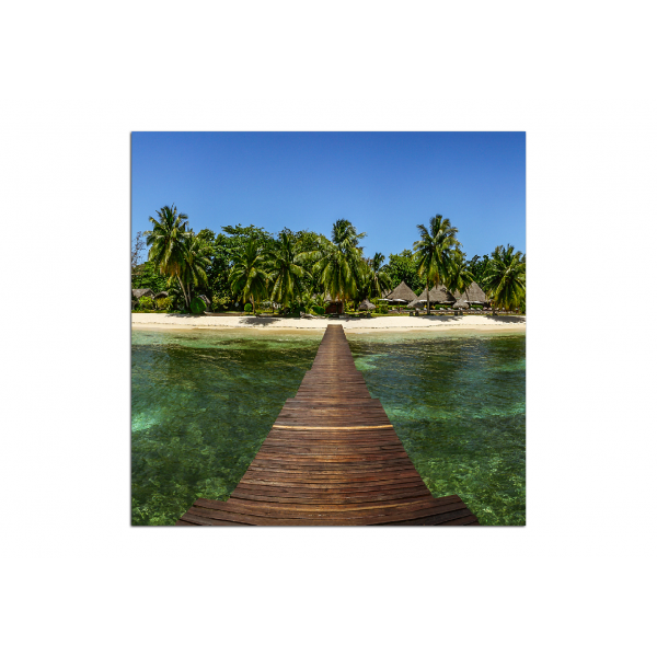 Obraz na plátně - Tropický ostrov a molo - čtverec